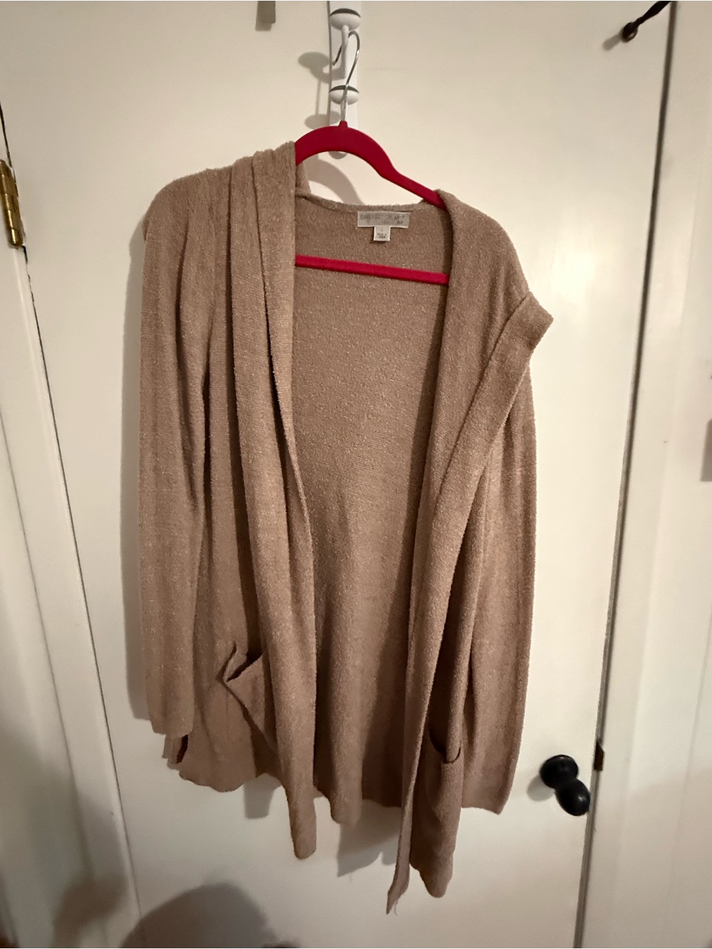 Barefoot Dreams Beige Open-Front Hooded Cardigan